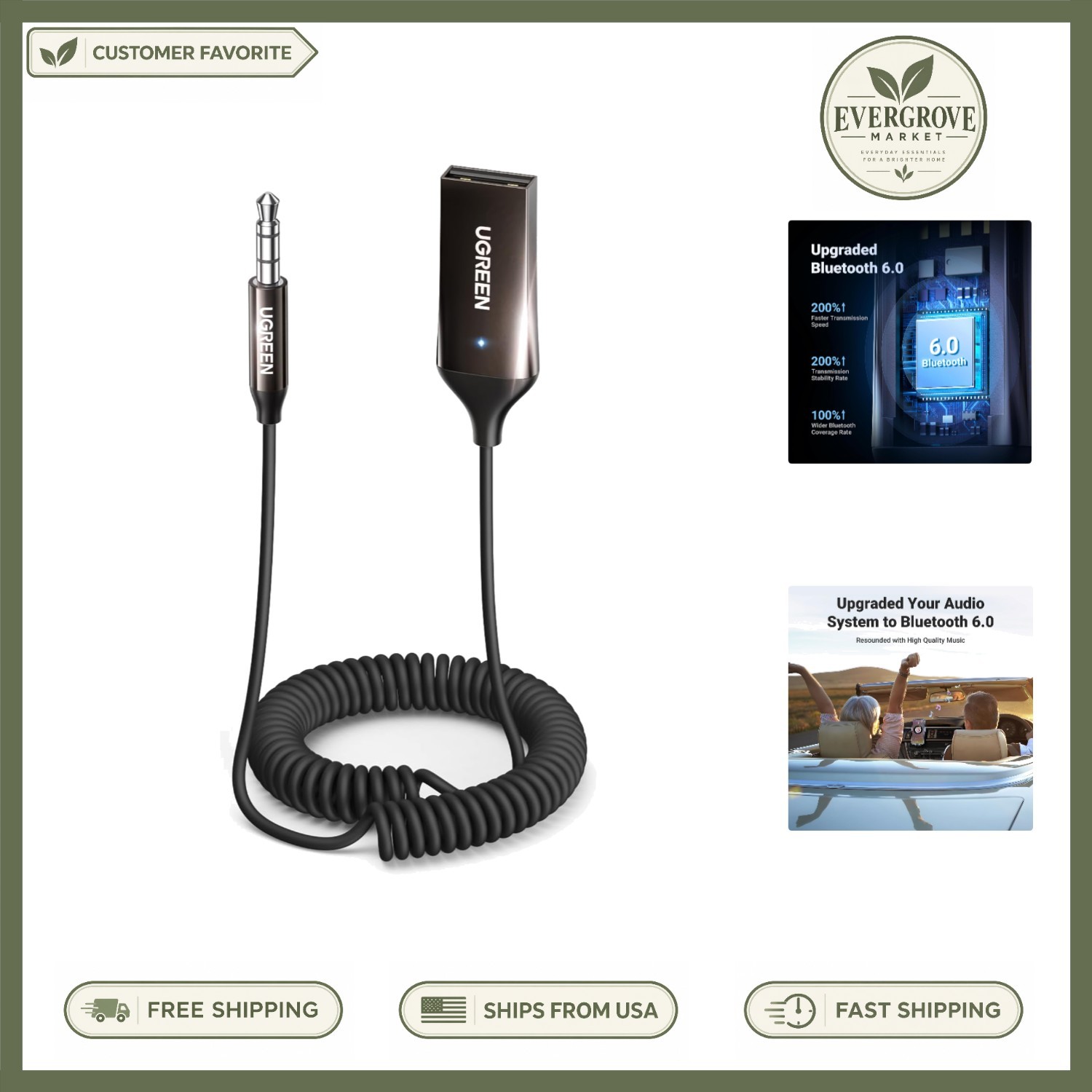 Compact Bluetooth Receiver for Car - Easy USB Installation & Hands-Free Function
