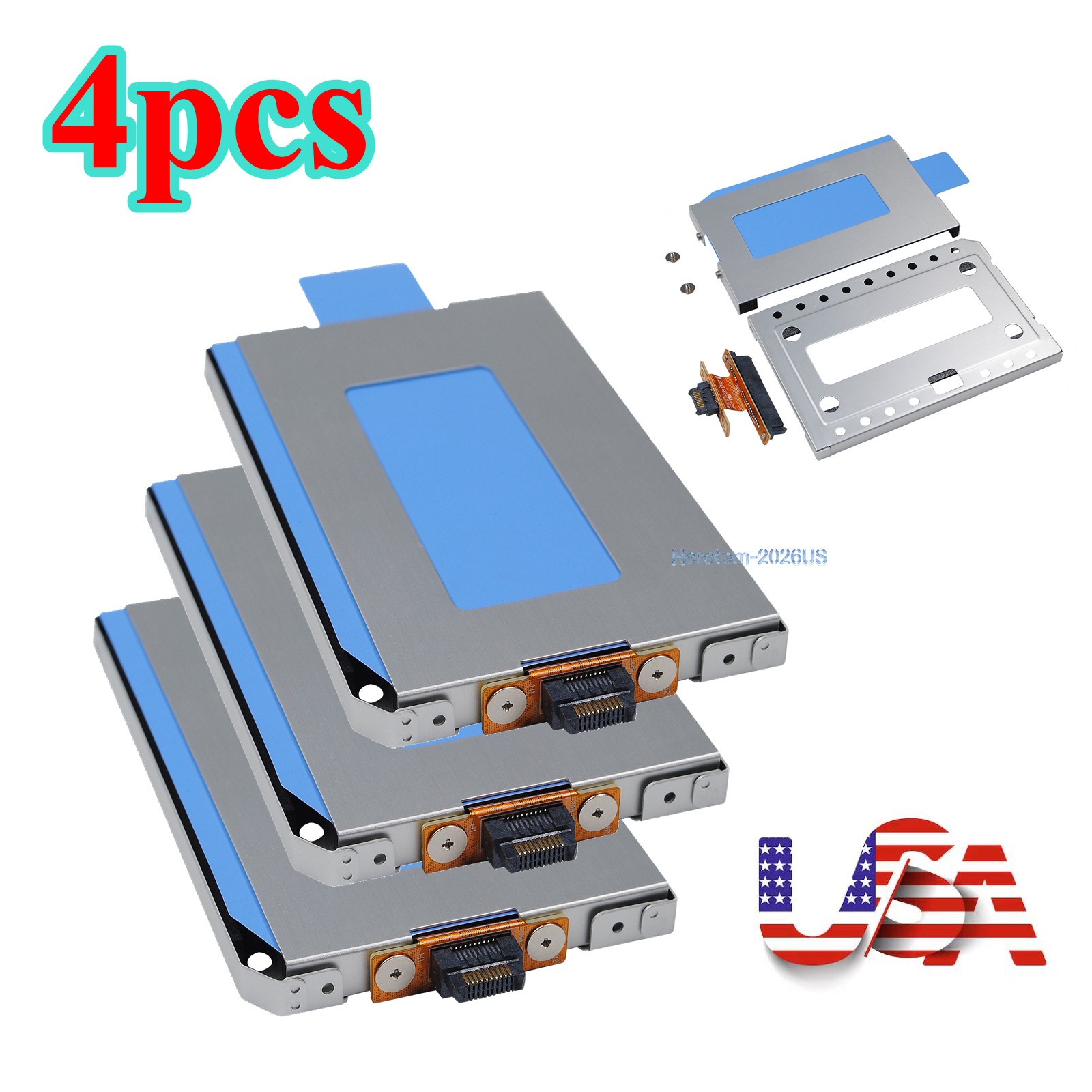 LOT OF 4 HARD DISK BRACKET CADDY FOR DELL LATITUDE 5404 5414 RUGGED LAPTOP V2M50