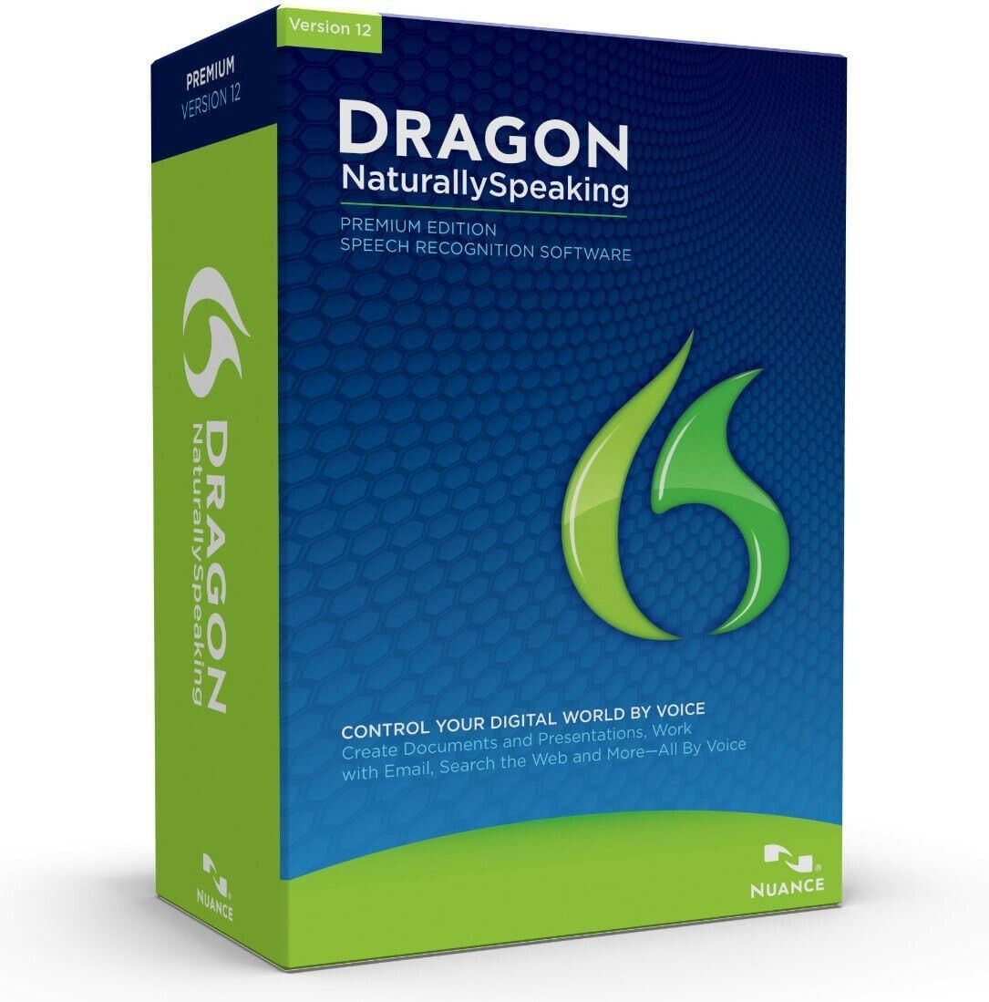 New Factory-Sealed Nuance Dragon NaturallySpeaking 12 Premium for Windows W/Mic