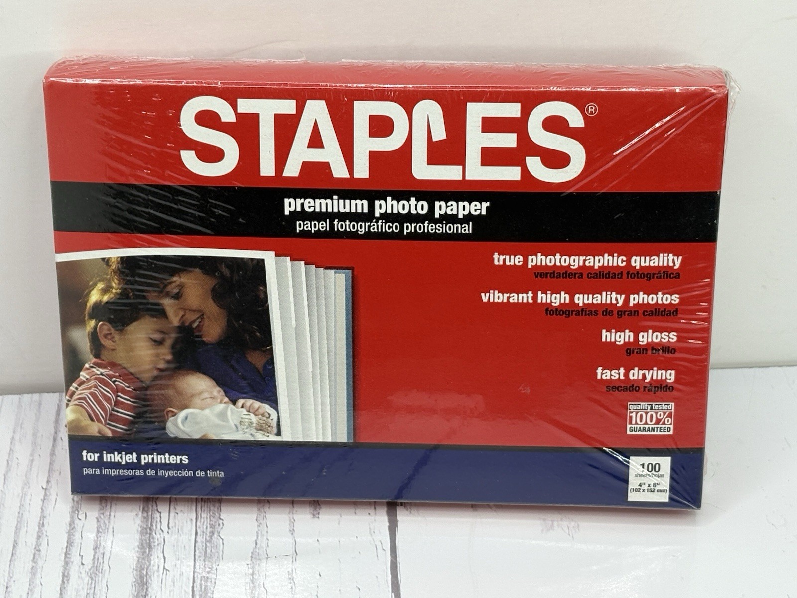 Staples® Premium Glossy Photo Paper, 4" x 6", 100 Sheets/Pack #33340