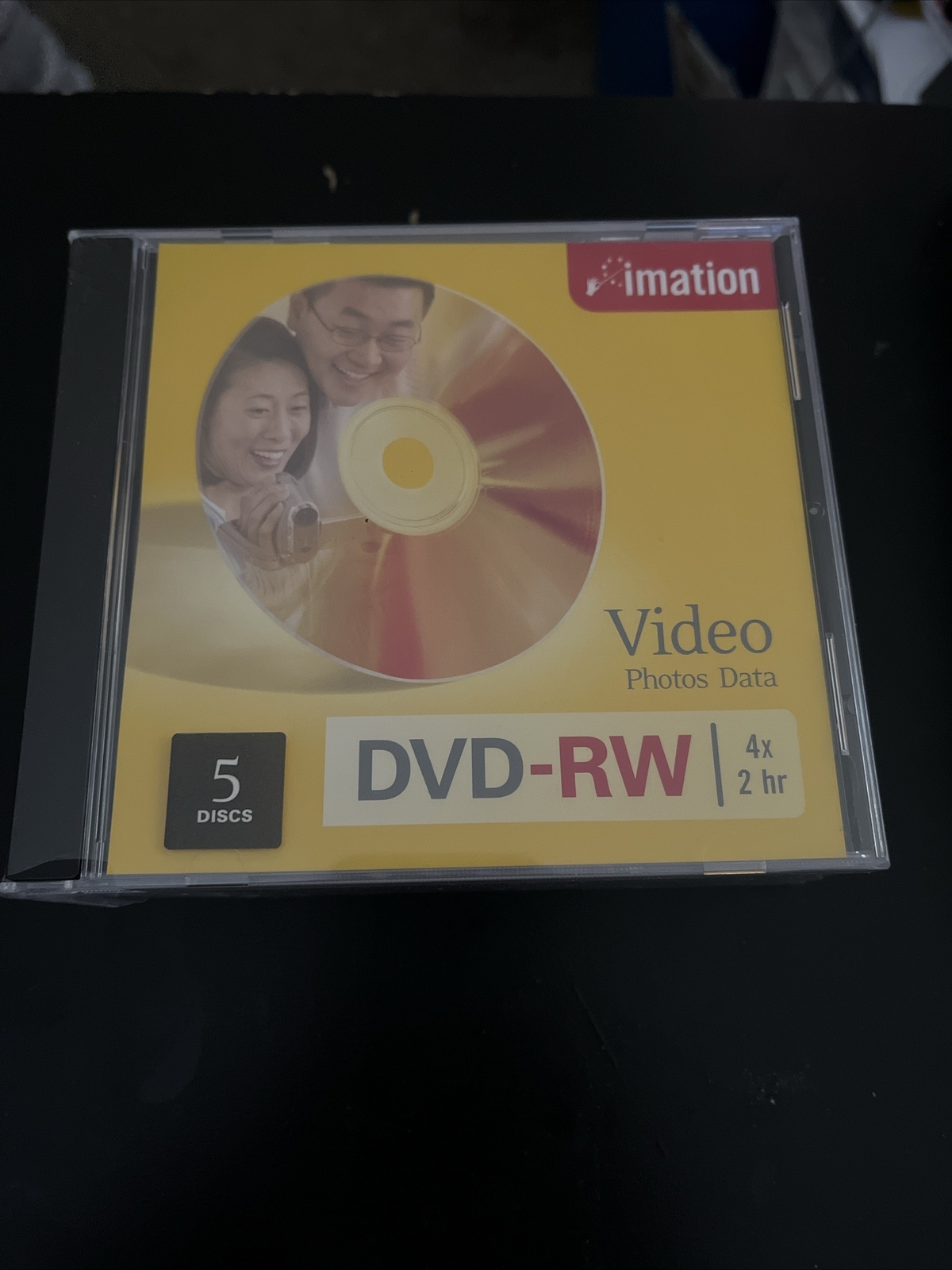 NEW Lot of 5 Imation DVD-RW Burnable Disks Video Photo Data 4x 2hr