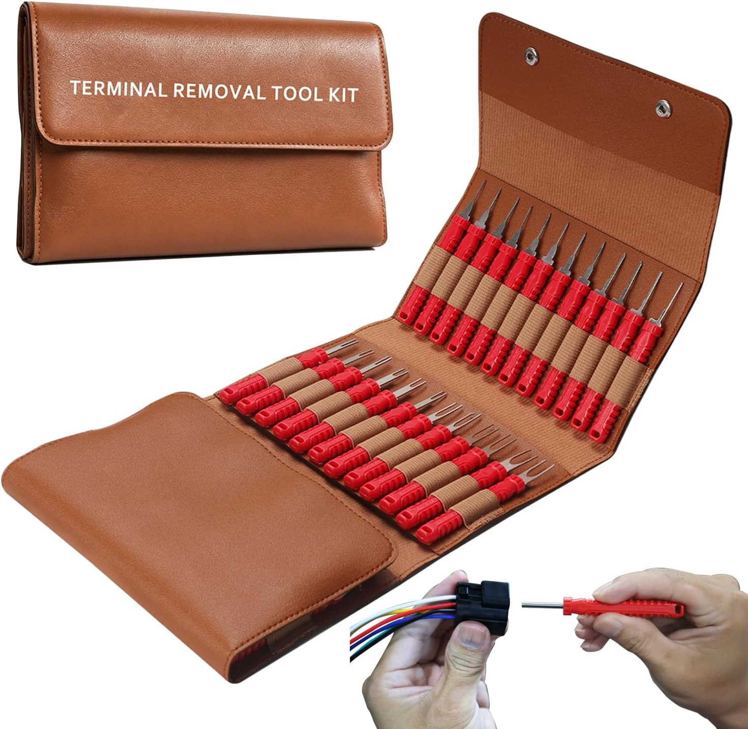 48 Pcs Terminal Removal Tools with Leather Case, Depinning Tool Kit | Connector