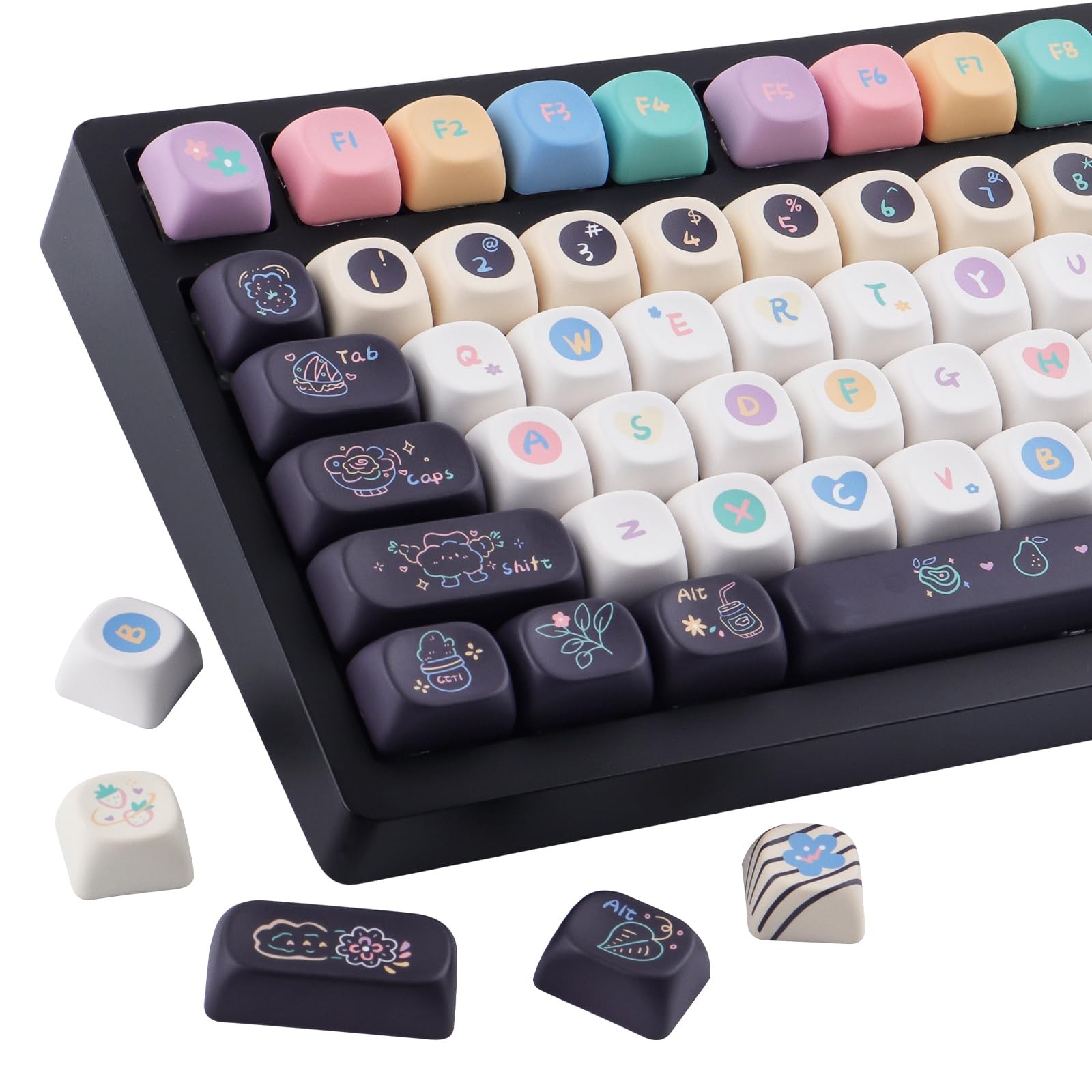 126 PCS PBT Dessert Cheese Muffin MOA DyeSub Keycaps Fits 60/65/75/80/100%