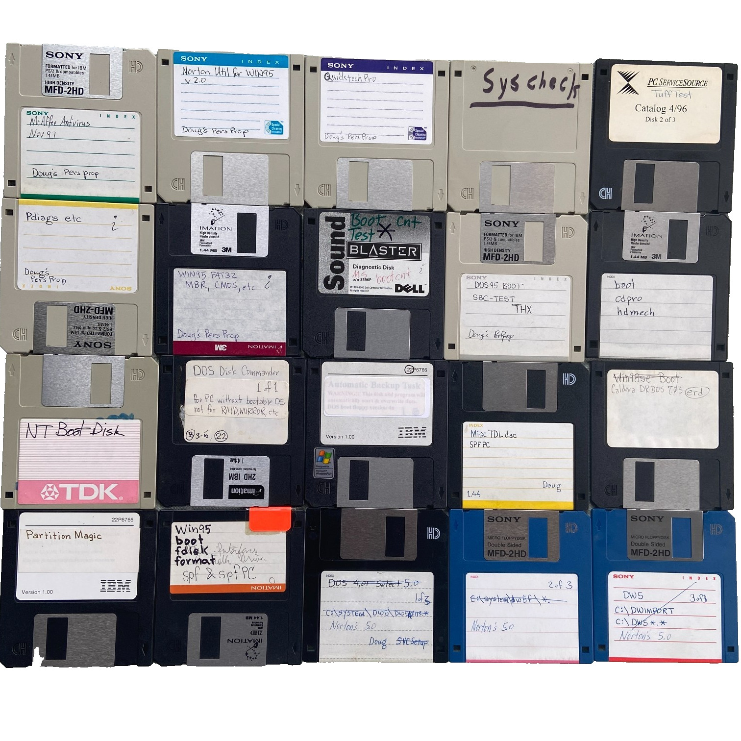 Vintage Floppy Lot20 Norton Utilities Boot McAffee Tuff Test Dr DOS 95 Commander