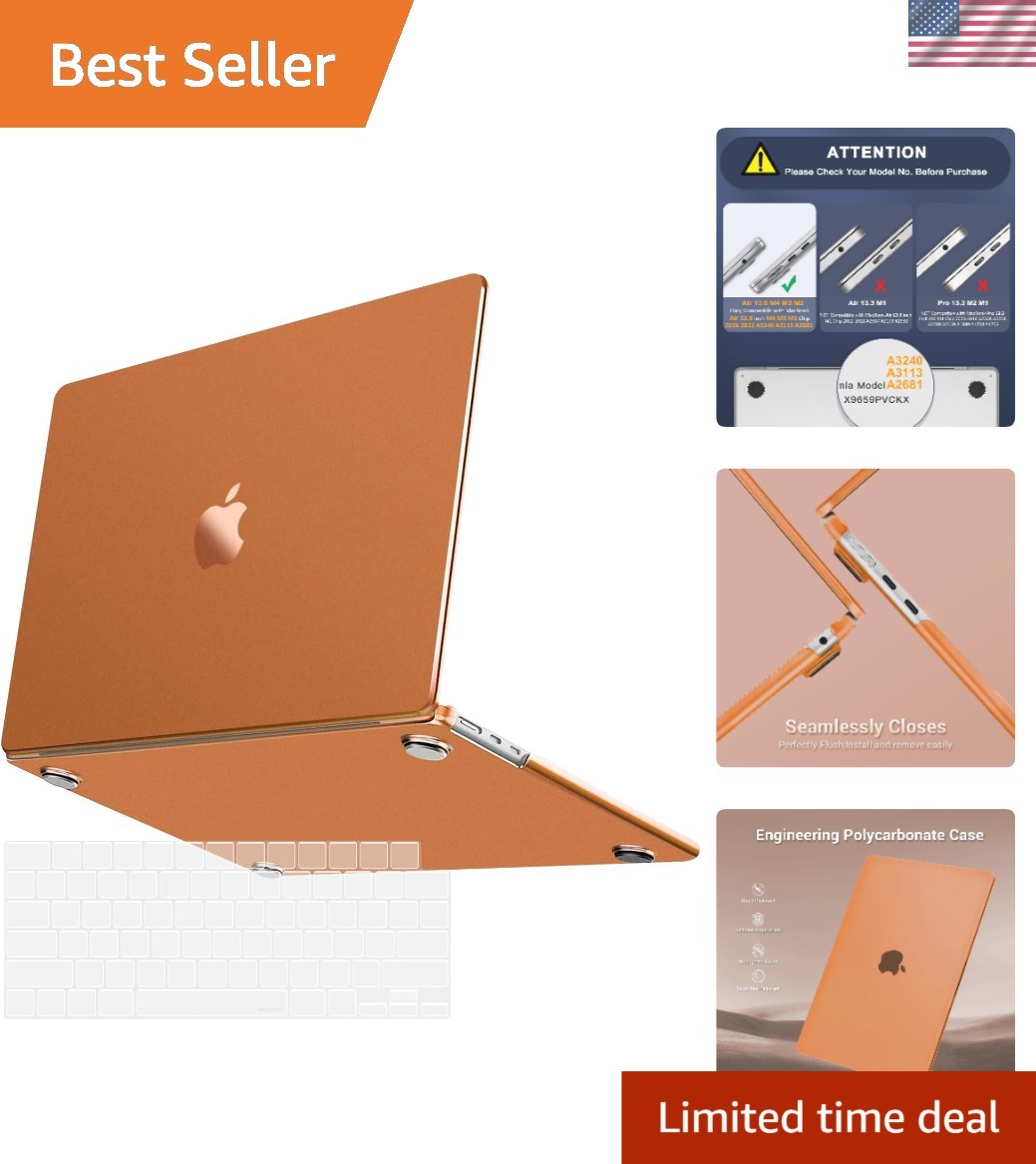 Complete Protection Kit: Cosmic Orange Case & Keyboard Cover for MacBook Air 13