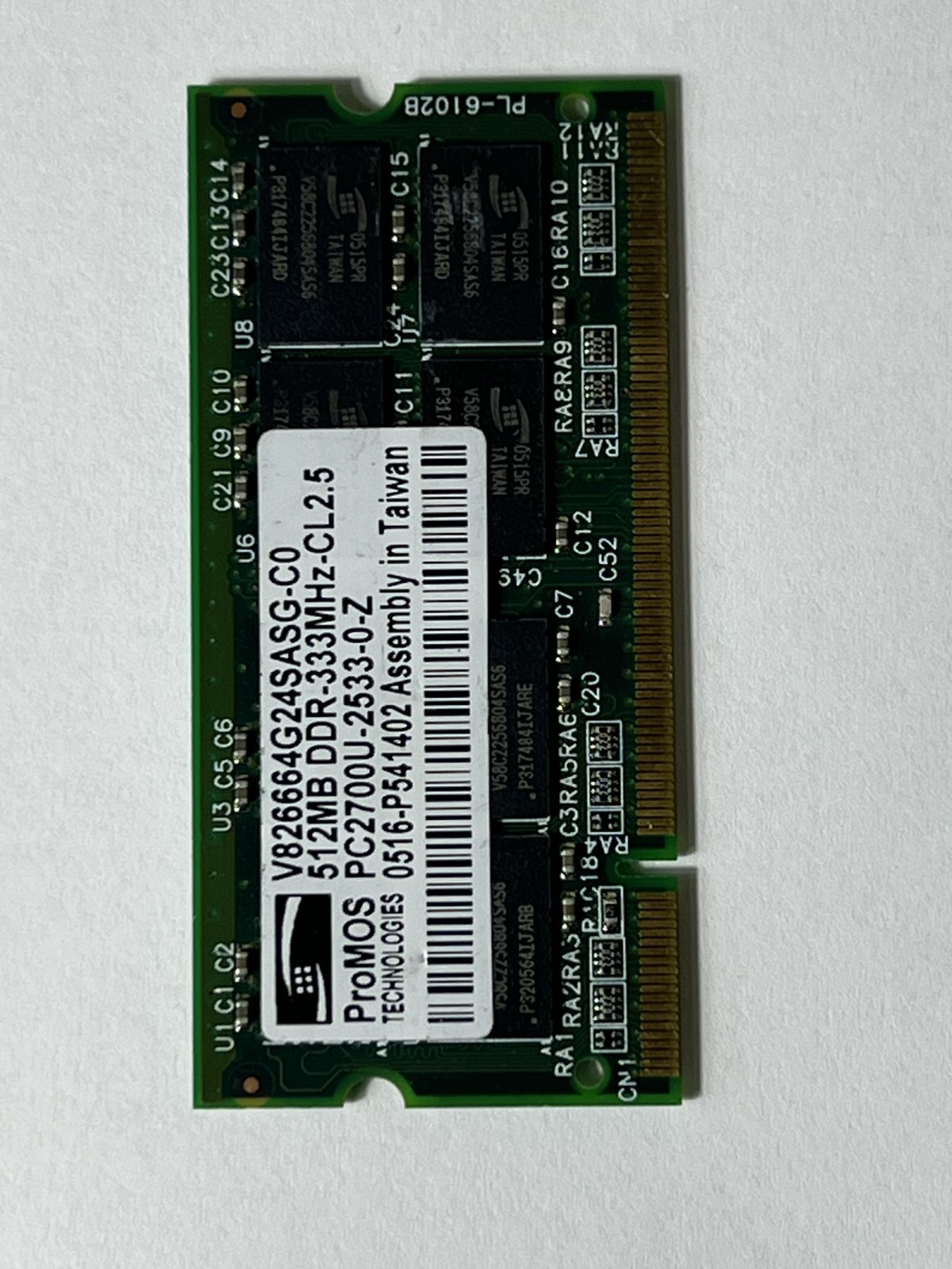 ProMOS Technologies 512MB DDR 333MHz | V826664G24SASG-C0 PC2700U-2533-0-Z  CL2.5