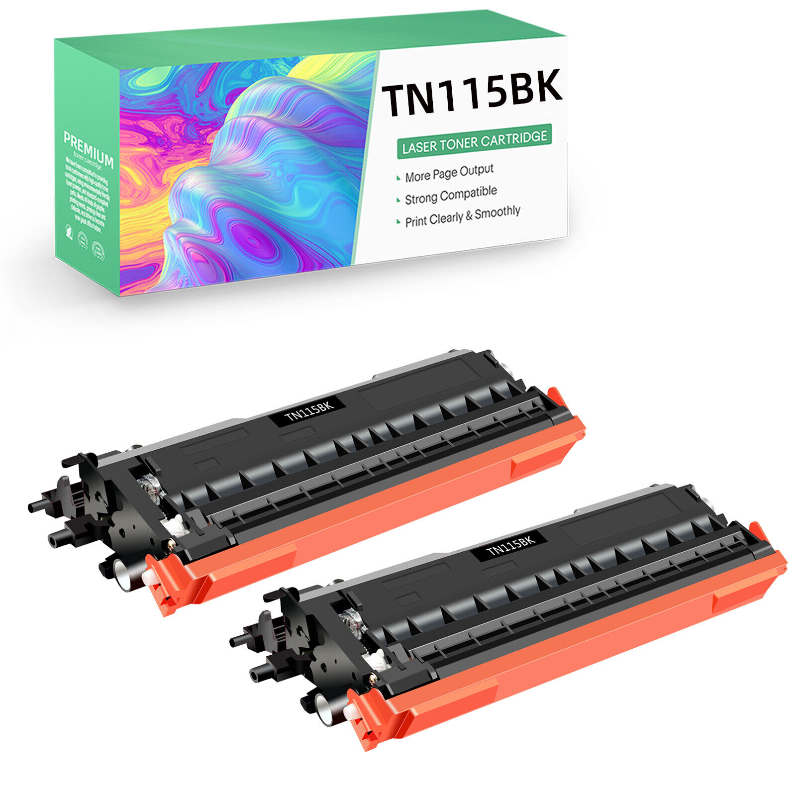 2PK High Yield TN115 Black Toner Cartridge Compatible With Brother