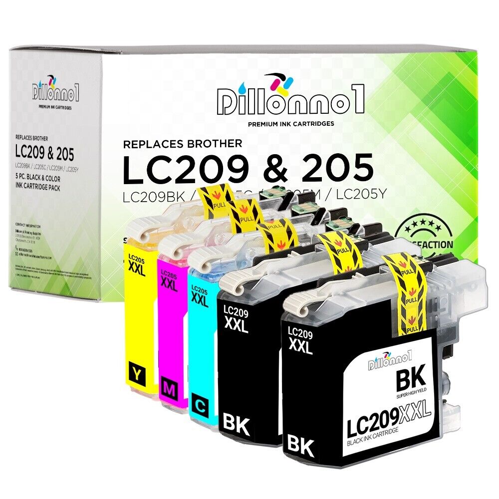 (5) LC209BK LC205C LC205M LC205Y XL  Brother Ink Cartridge Set