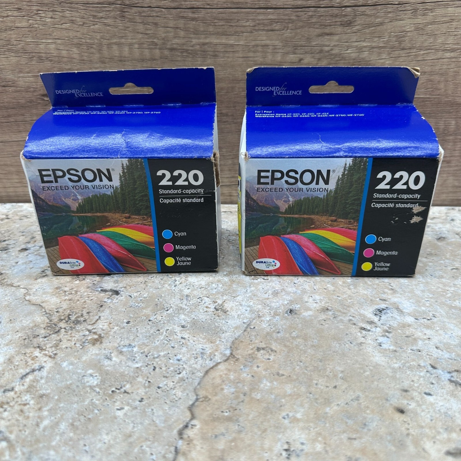2 Pack Epson Dura Brite Ultra Ink Standard Capacity Cyan, Magenta, Yellow 220