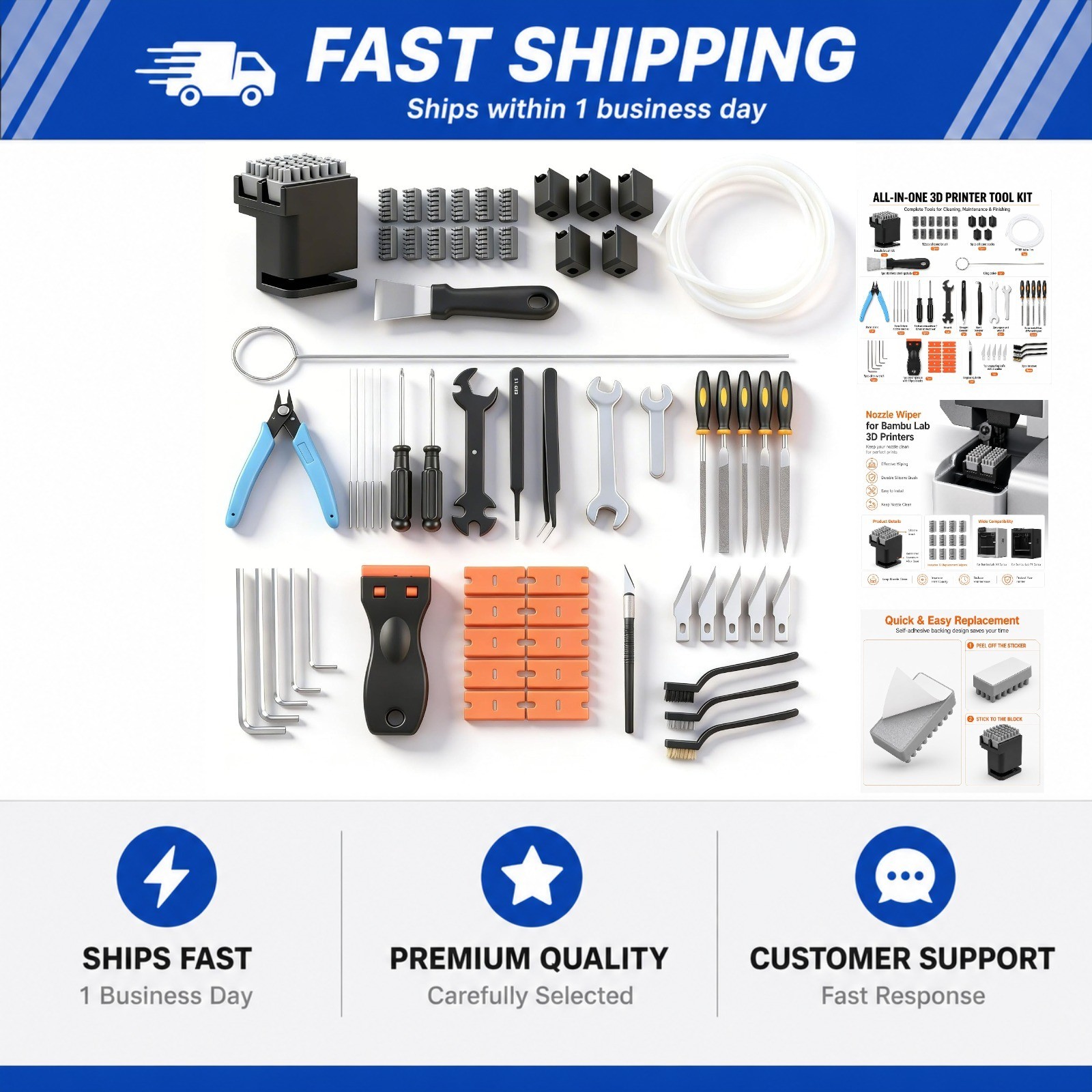 P1S 64PCS 3D Printer Tools Kit for Bambu Lab P1S/P1P/X1/X1C/X1E 3D Printer
