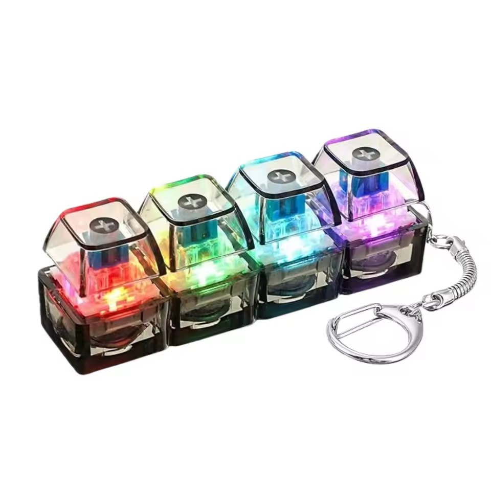 4Keys Illuminated Mechanical Keyboard Keychain Anti-Stress Finger Button LED