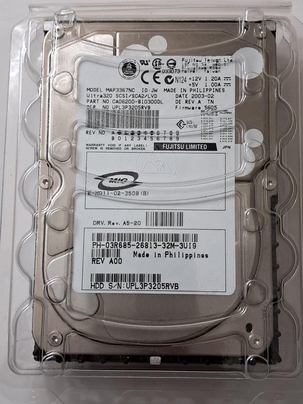 Fujitsu MAP3367NC U320 36Gb SCSI hard drive New Ultra320