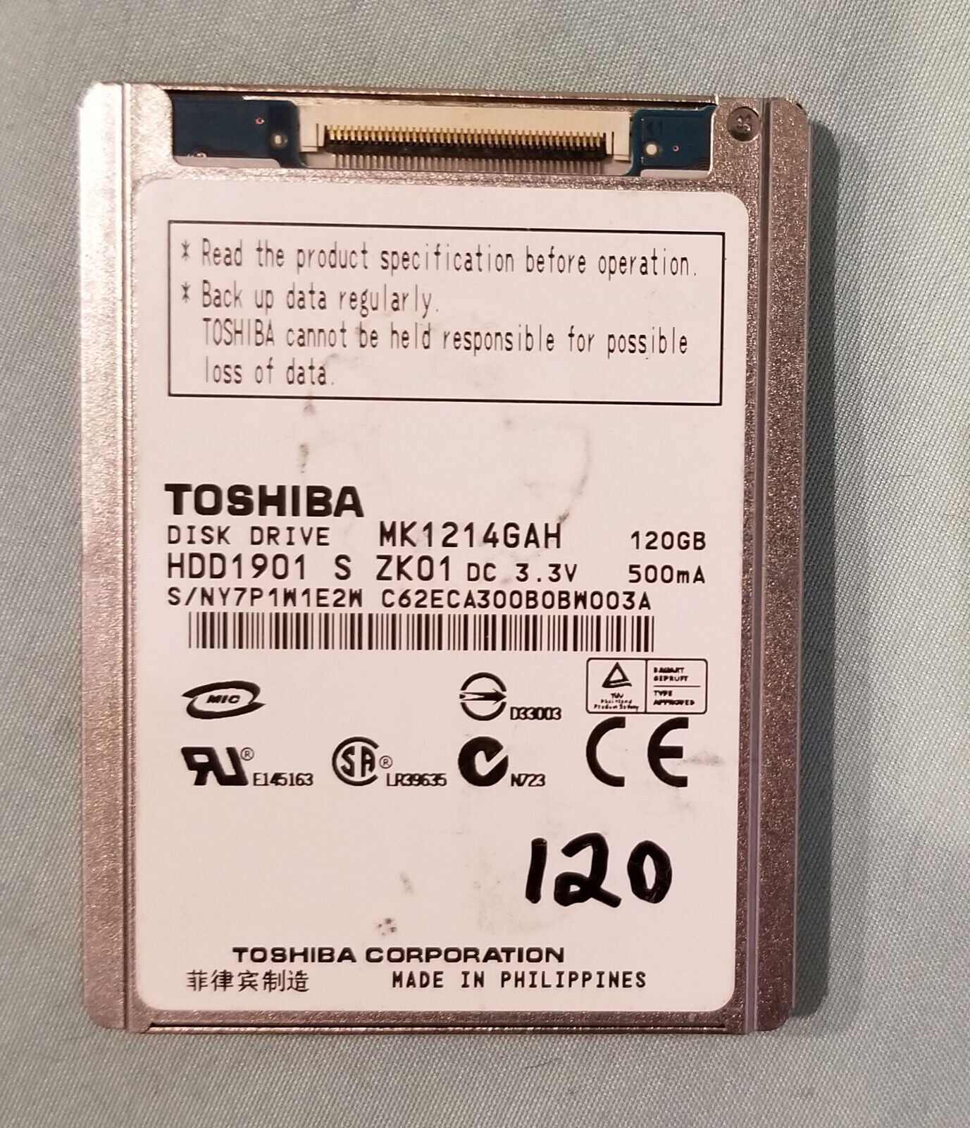 120GB Toshiba MK1214GAH 4200 RPM 1.8