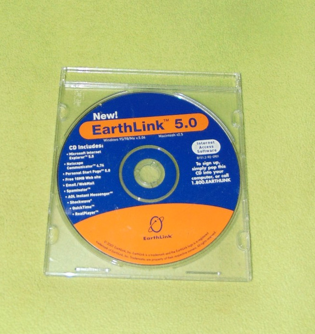 EarthLink 5.0 Internet Access CD-ROM 2001 Windows Mac Vintage Software