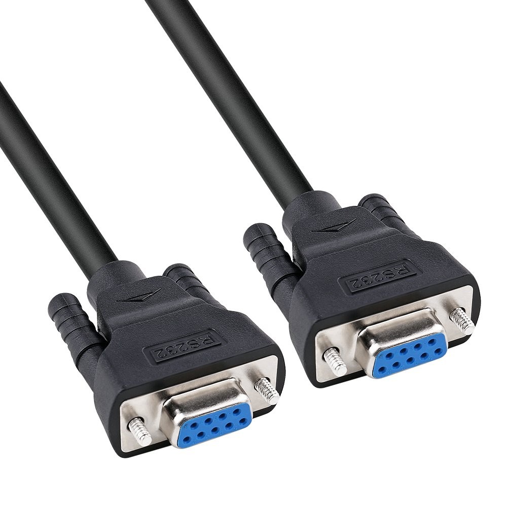 6 ft RS232 Serial Cable Female to Female 9 Pin Straight Through (Black, 2 Met...