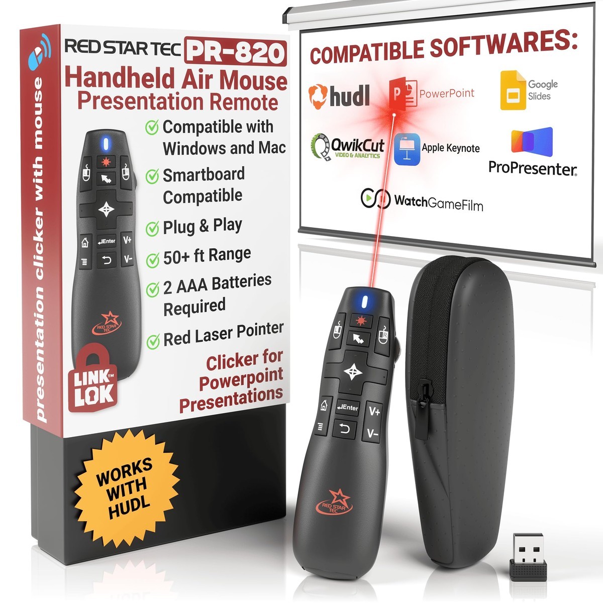 RED STAR TEC PR-820 Air Mouse Presentation Clicker Laser Pointer