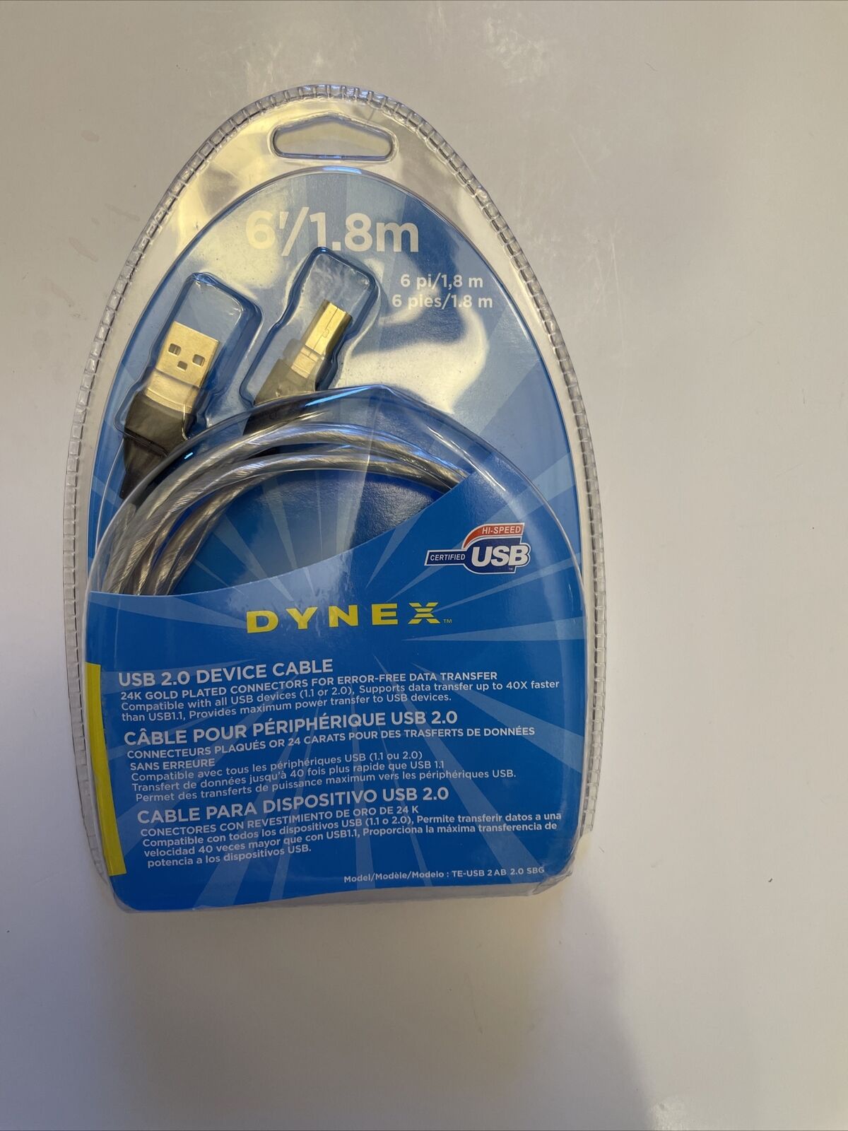 DYNEX 6' 1.8m 2.0 USB Device Cable