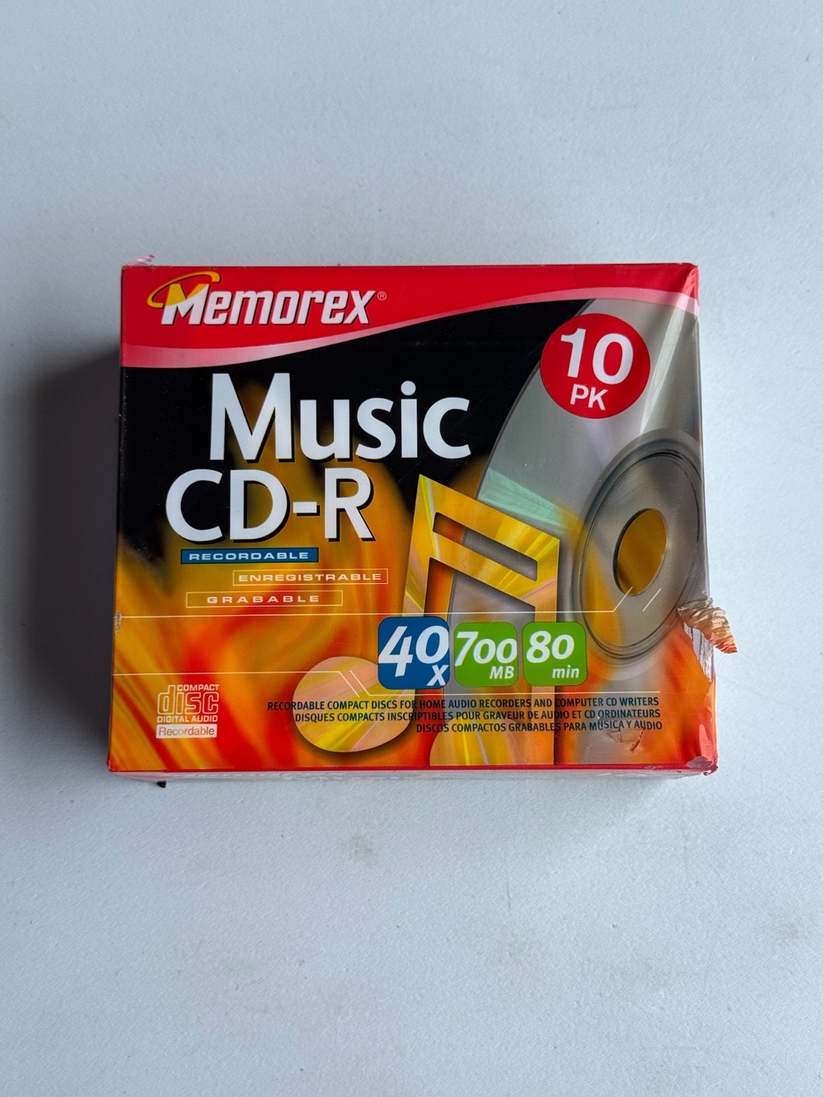 New Memorex Music CD-R 10 pack 40x 700MB 80 minutes Sealed