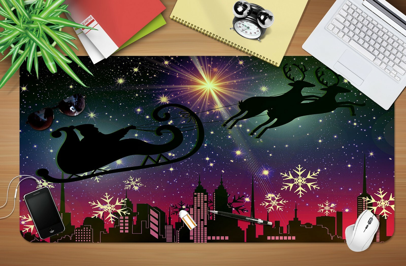 3D Snowflake Star 15 Christmas Non-slip Office Desk Mat Keyboard Pad Game Zoe