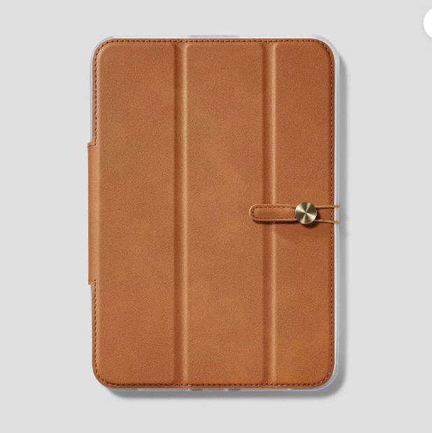 Apple iPad Mini 6 Folio Faux Leather Case - heyday Brown