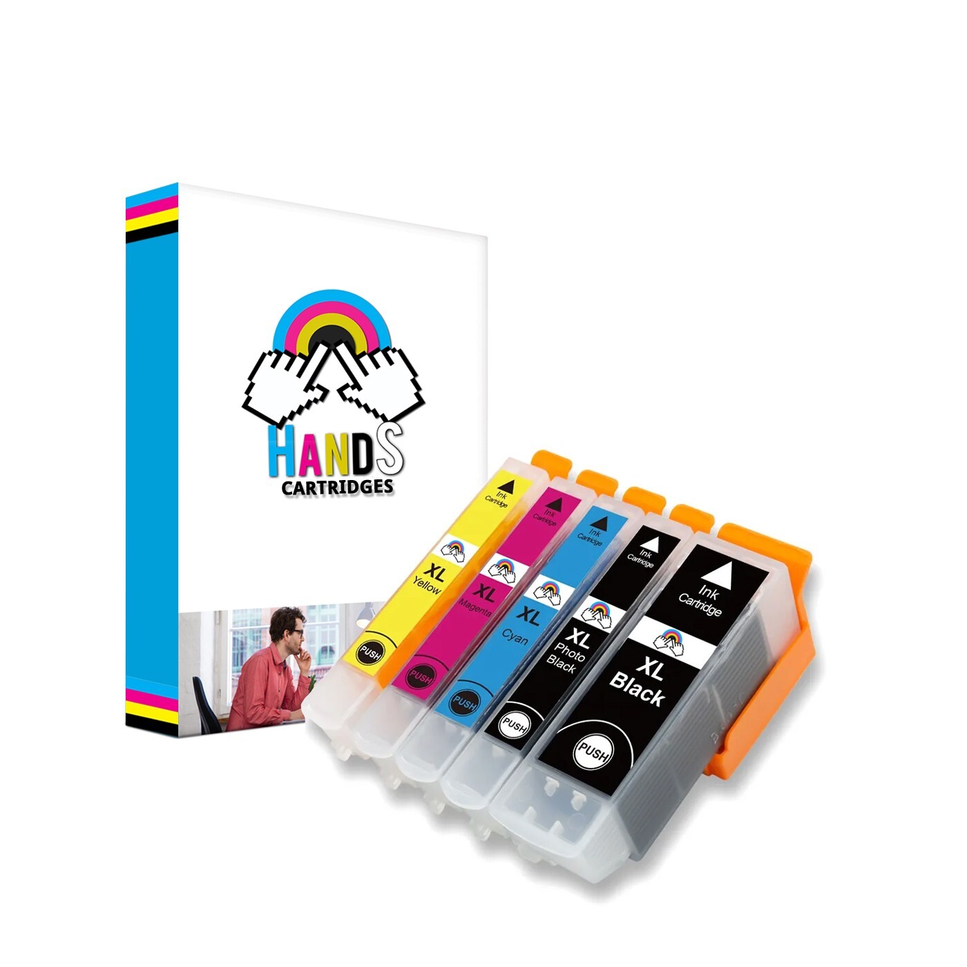 Any 10 HANDS Compatible Ink Cartridges – Compatible with 26xl (T2621,31 - T2634