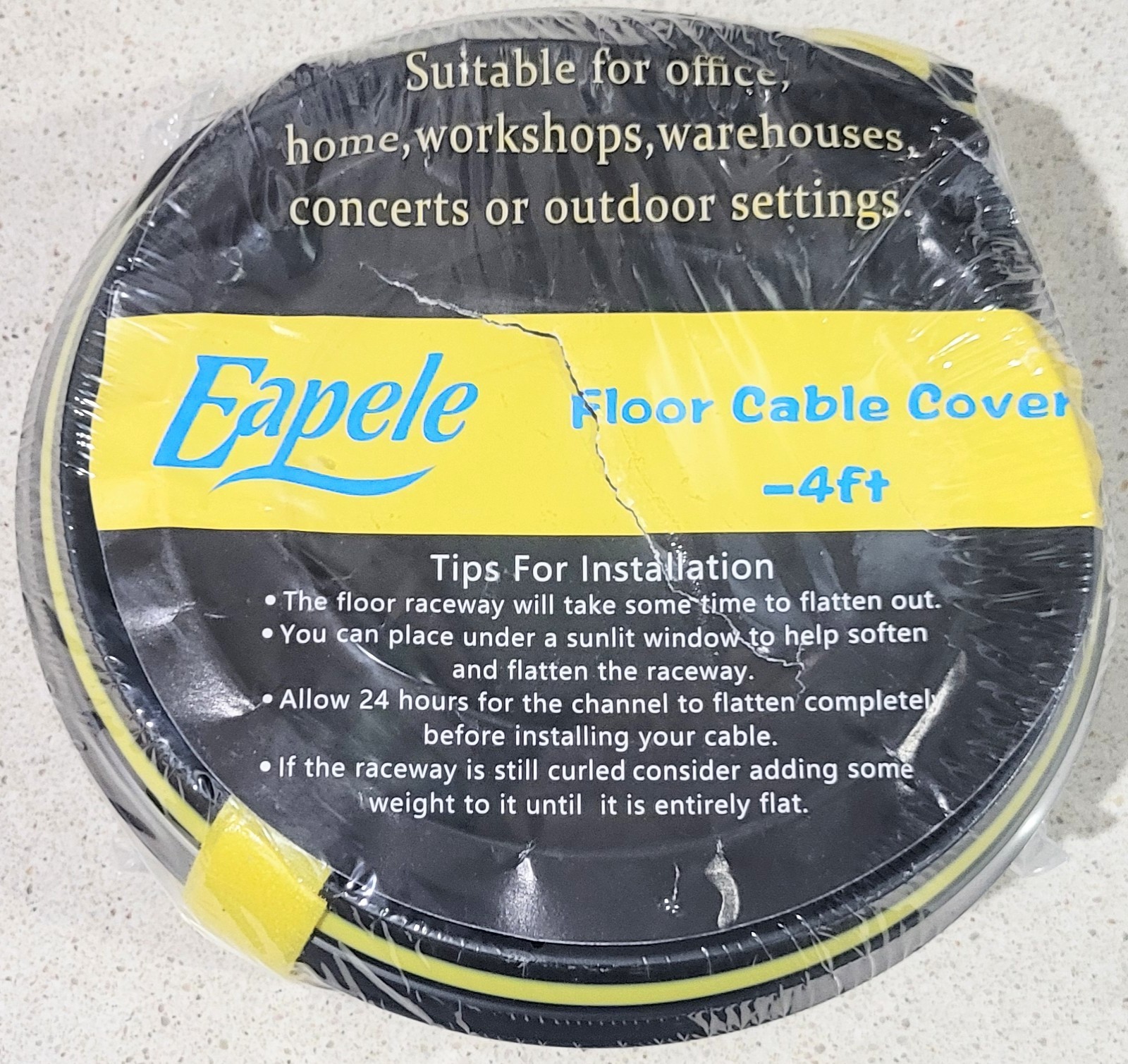 Eapele 4ft Cable Protector Cord Cover for Floor, Heavy Duty PVC Duct✍️