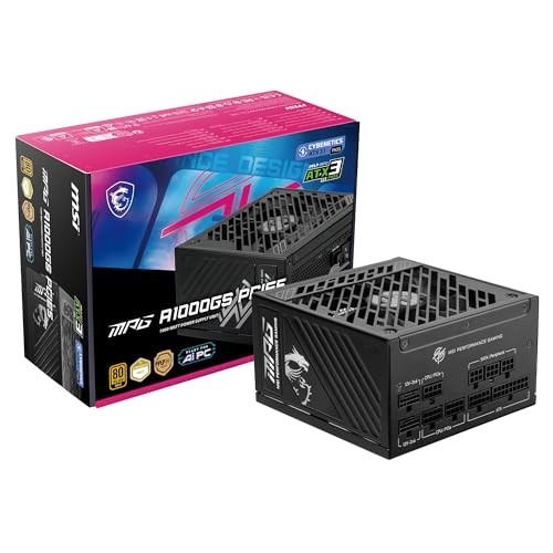 MSI MPG A1000GS PCIE5, FULLY MODULAR GAMING 1000W POWER - MPG-A1000GS-PCIE5