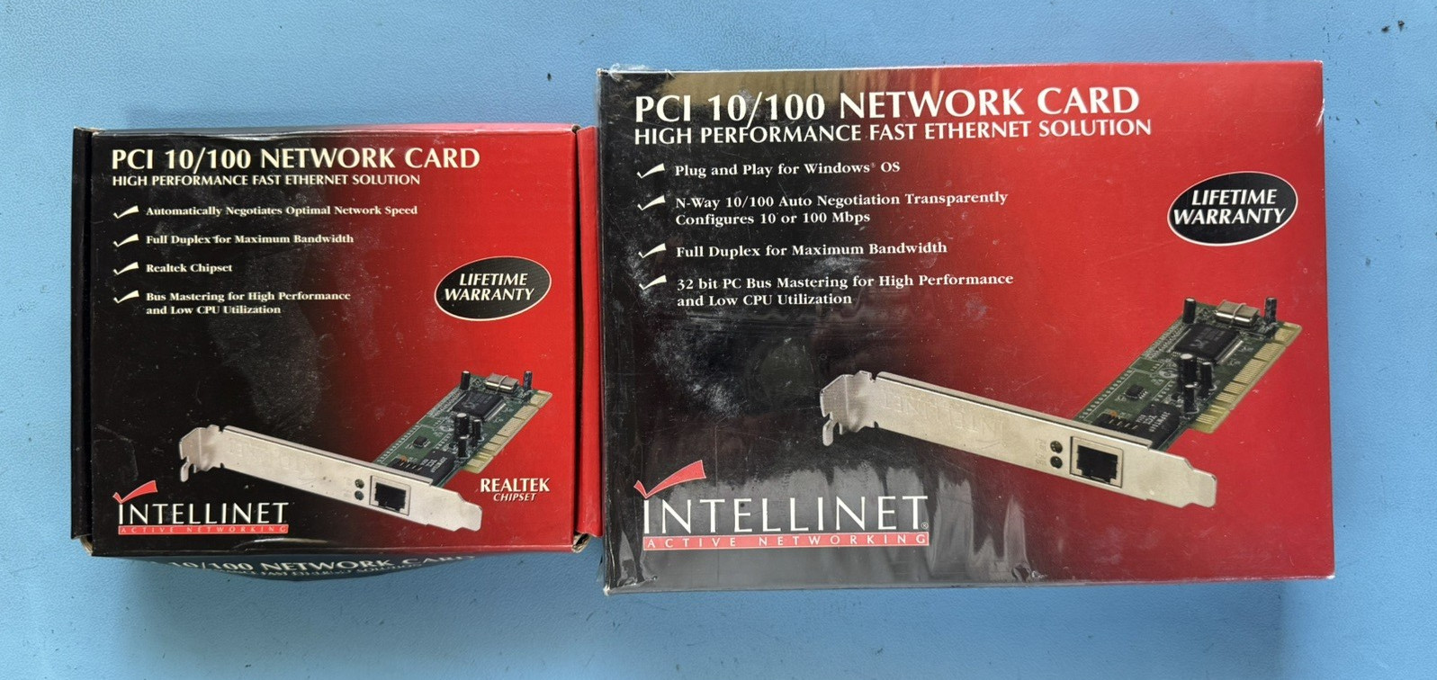 lot of 2 Vintage Intellinet PCI 10/100 Ethernet Network Card open box