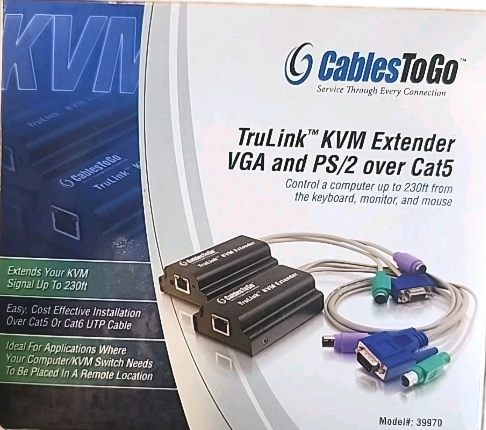 Cabels To Go Trulink Kvm Extender Vga & Ps/2 Over Cat5 Control Computer 230ft