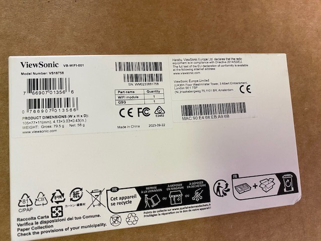 Viewsonic VS18758 VB-WIFI-001 WiFi Module (NEW)