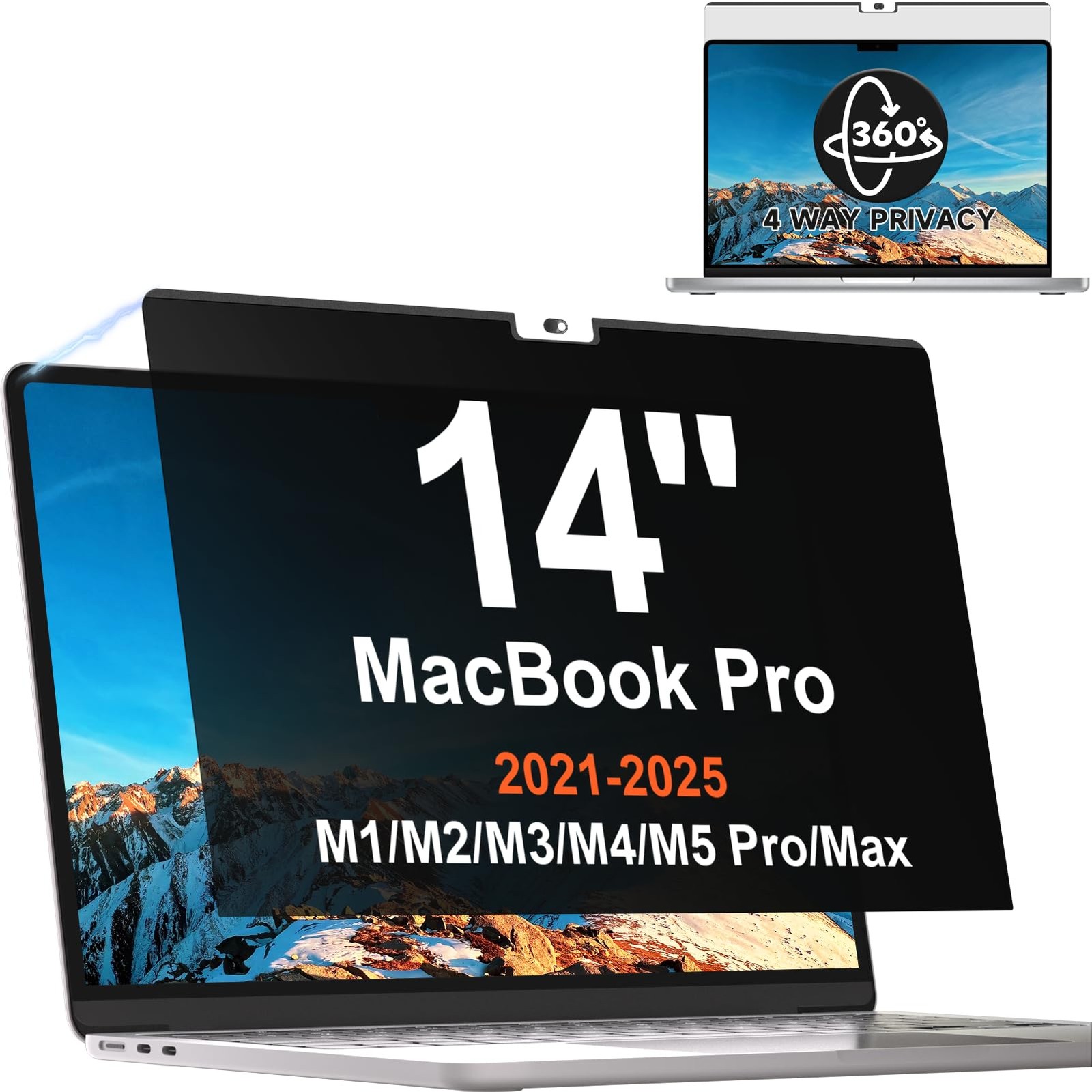 Mamol Magnetic 360° Privacy Screen MacBook Pro 14 Inch (2021-2026, M1, M2, M3