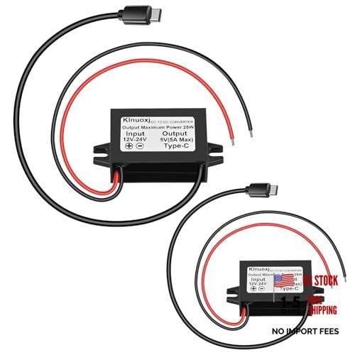 DC 12V/24V to 5V USB C Step Down Converter Type-C Interface 5A 25W 2-Pack