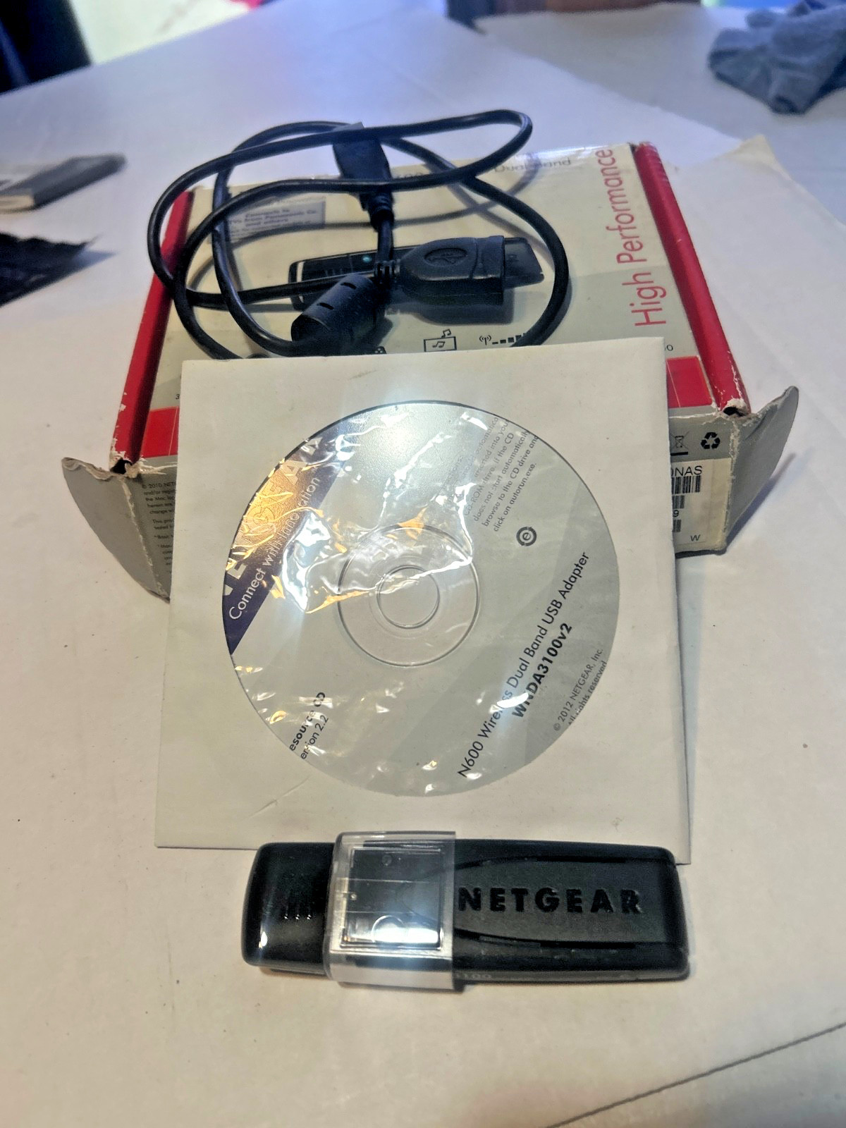 NETGEAR N600 Dual Band Wireless USB Adapter WNDA3100v2 WiFi 11n Dongle Cradle Bo