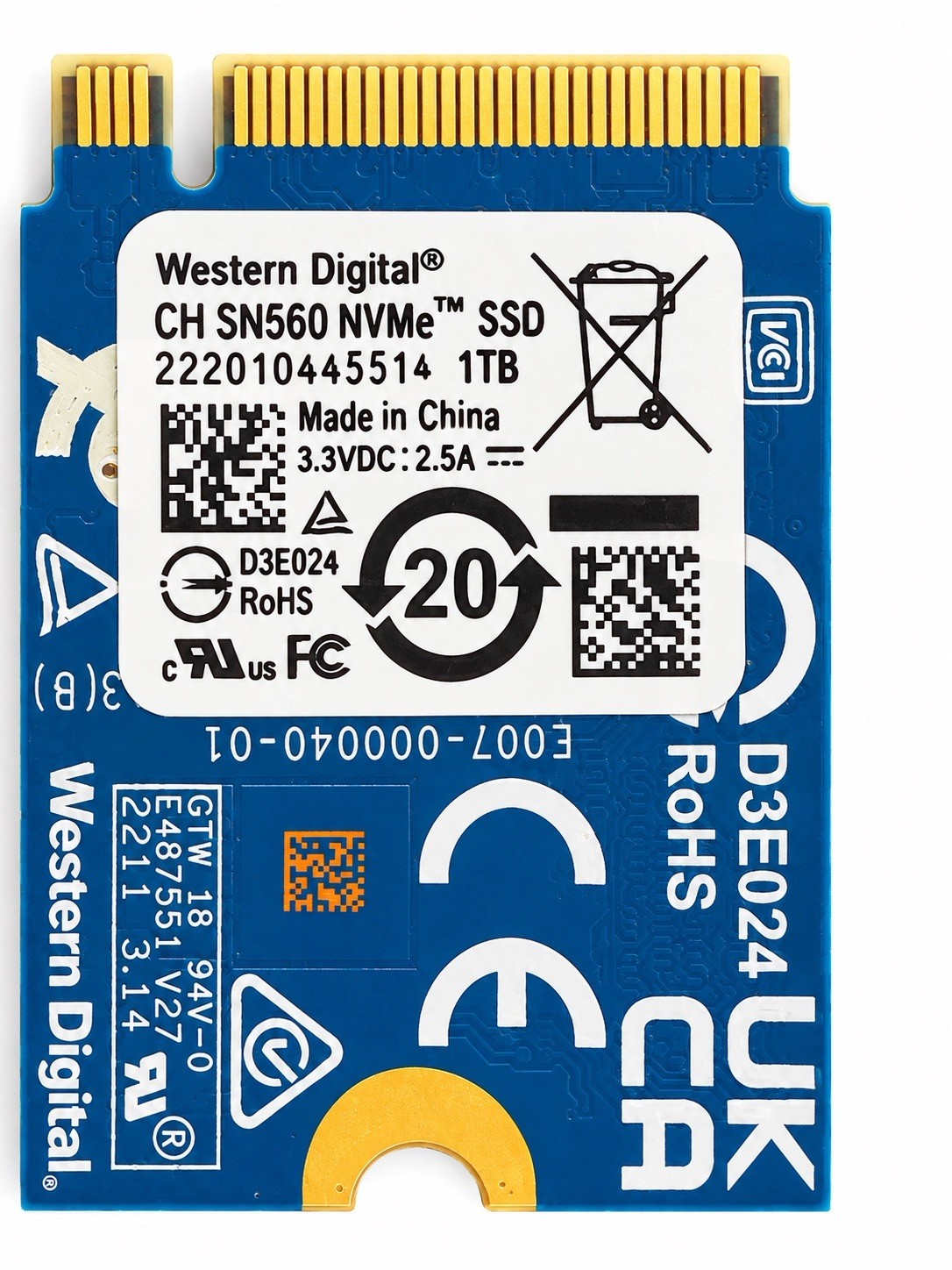 1TB WD CH SN560 M.2 NVMe PCIe 2230 CH SSD (Tested And working perfectly)
