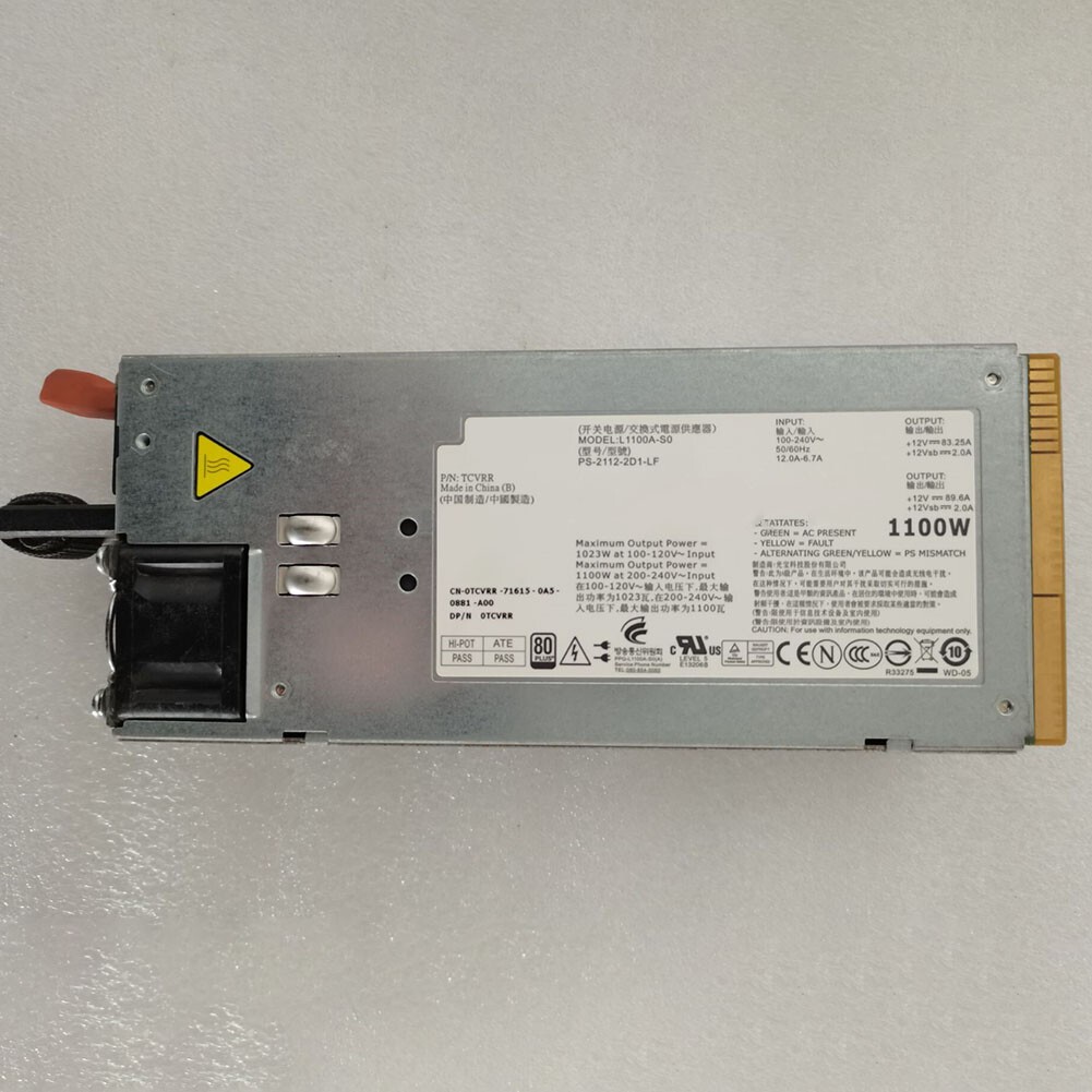 L1100A-S0 PS-2112-2D1-LF 0TCVRR 1Y45R Power Supply for Dell R910 T710 1100W