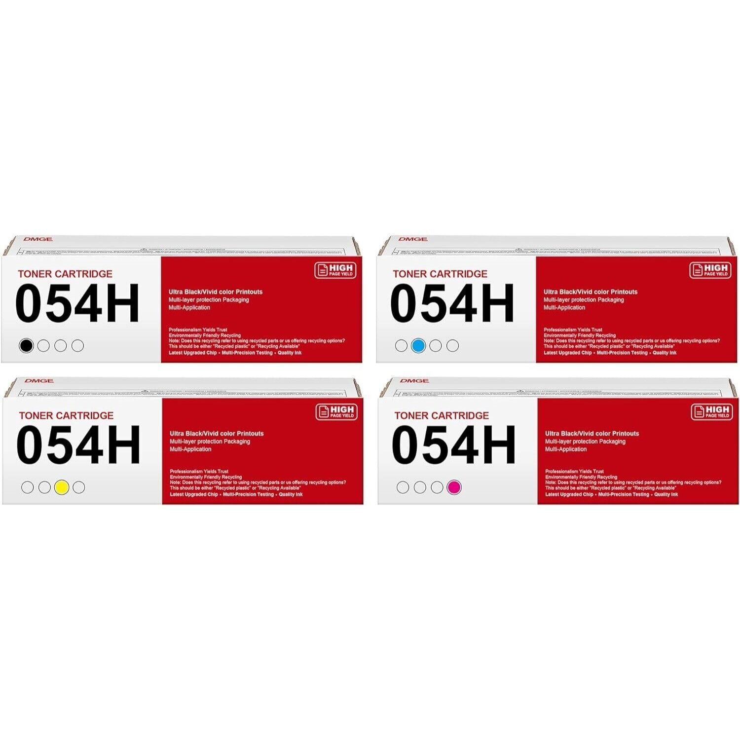 4 Pack 054H 054 Toner Cartridge Replacement for Canon 054H CRG-054 Compatible