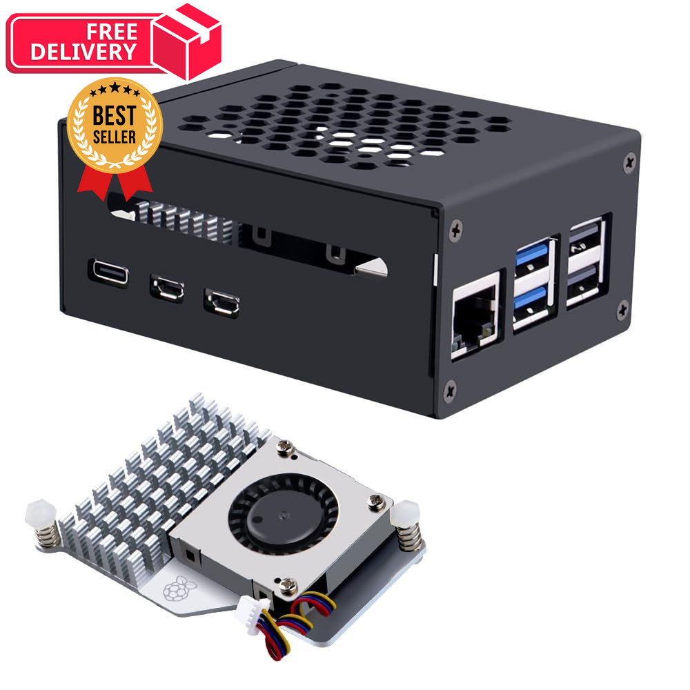 GeeekPi Metal Case for Raspberry Pi 5, with 5 Active Cooler Black