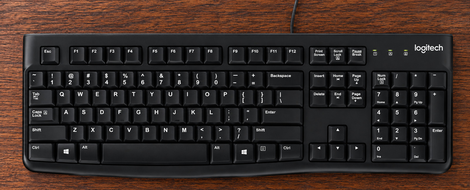 Logitech K120 Full Size Wired Keyboard USB Plug-and-Play Windows - Black