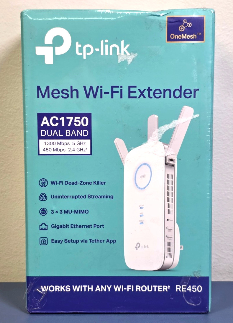 TP-Link RE450 AC1750 Mesh WiFi Range Extender Dual Band Gigabit New Sealed