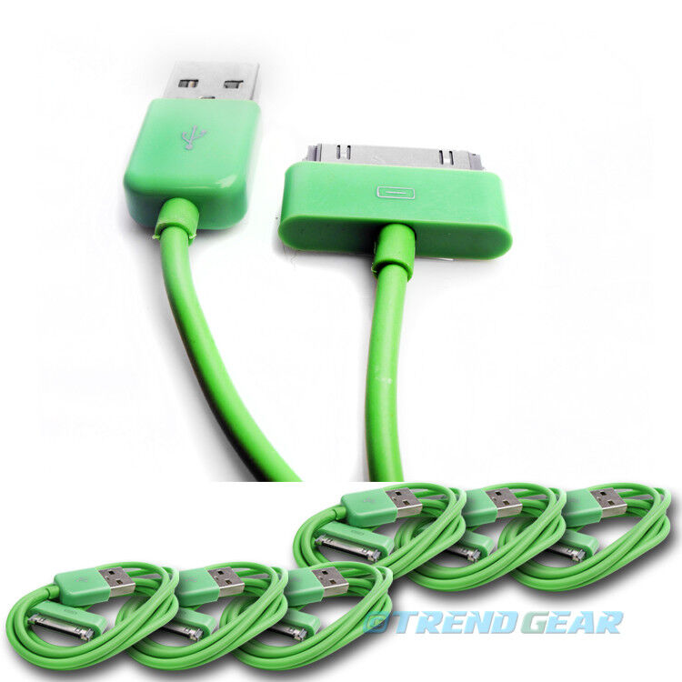 6PCS 6FT USB SYNC DATA POWER CHARGER CABLES IPAD IPHONE IPOD CLASSIC NANO GREEN