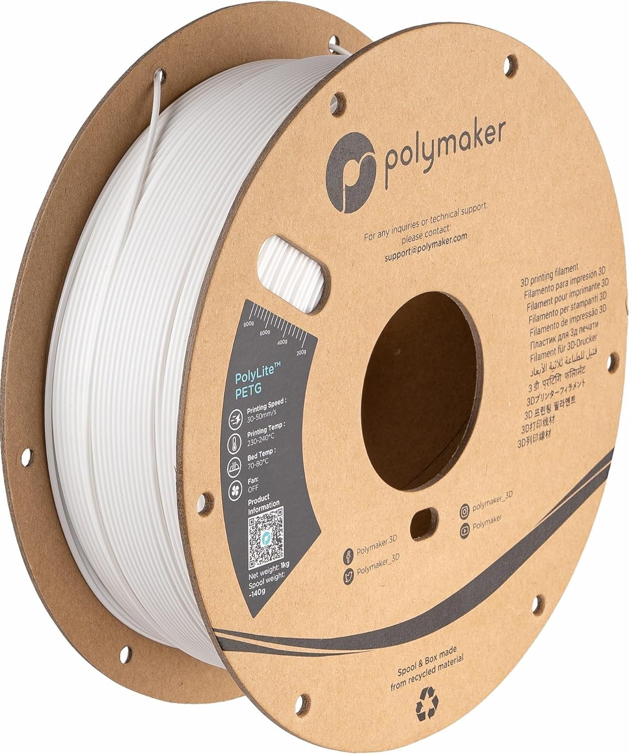 Polymaker PETG Filament 1.75mm 1kg White 3D Printer Filament 3D Print