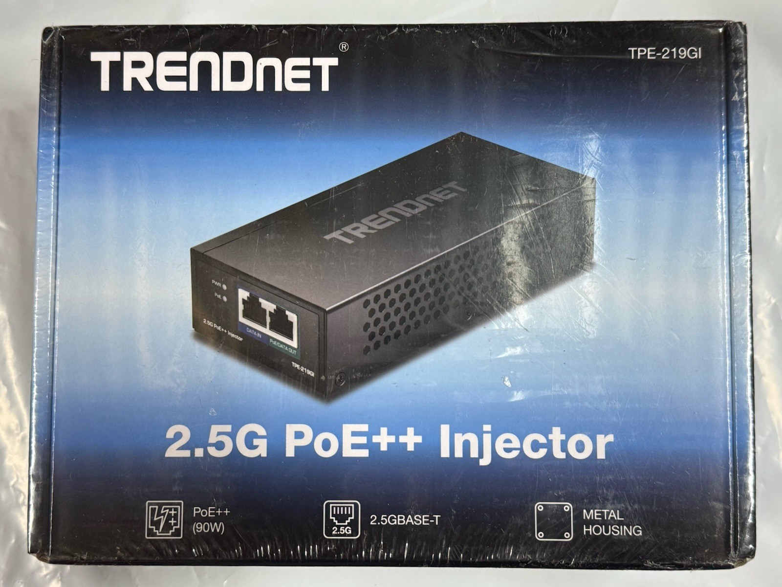 TRENDnet 2.5G 90W PoE++ Injector Wall Mountable (TPE-219GI) Black New/SEALED