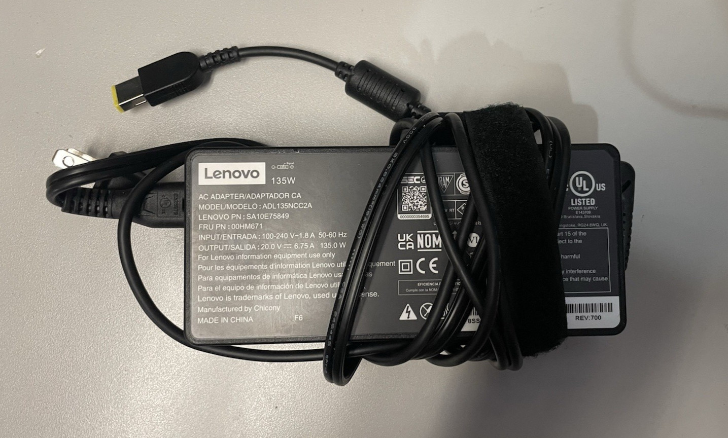 Lenovo 135W OEM Laptop Charger AC Adapter Square Slim Tip 20V 6.75A