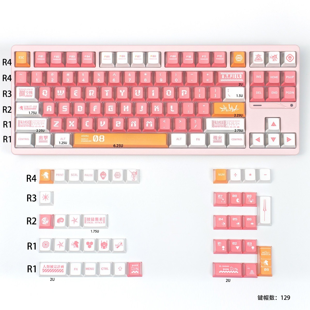 GMK Copy EVA-08 Keycap Cherry Profile PBT+PC Set for Cherry MX 