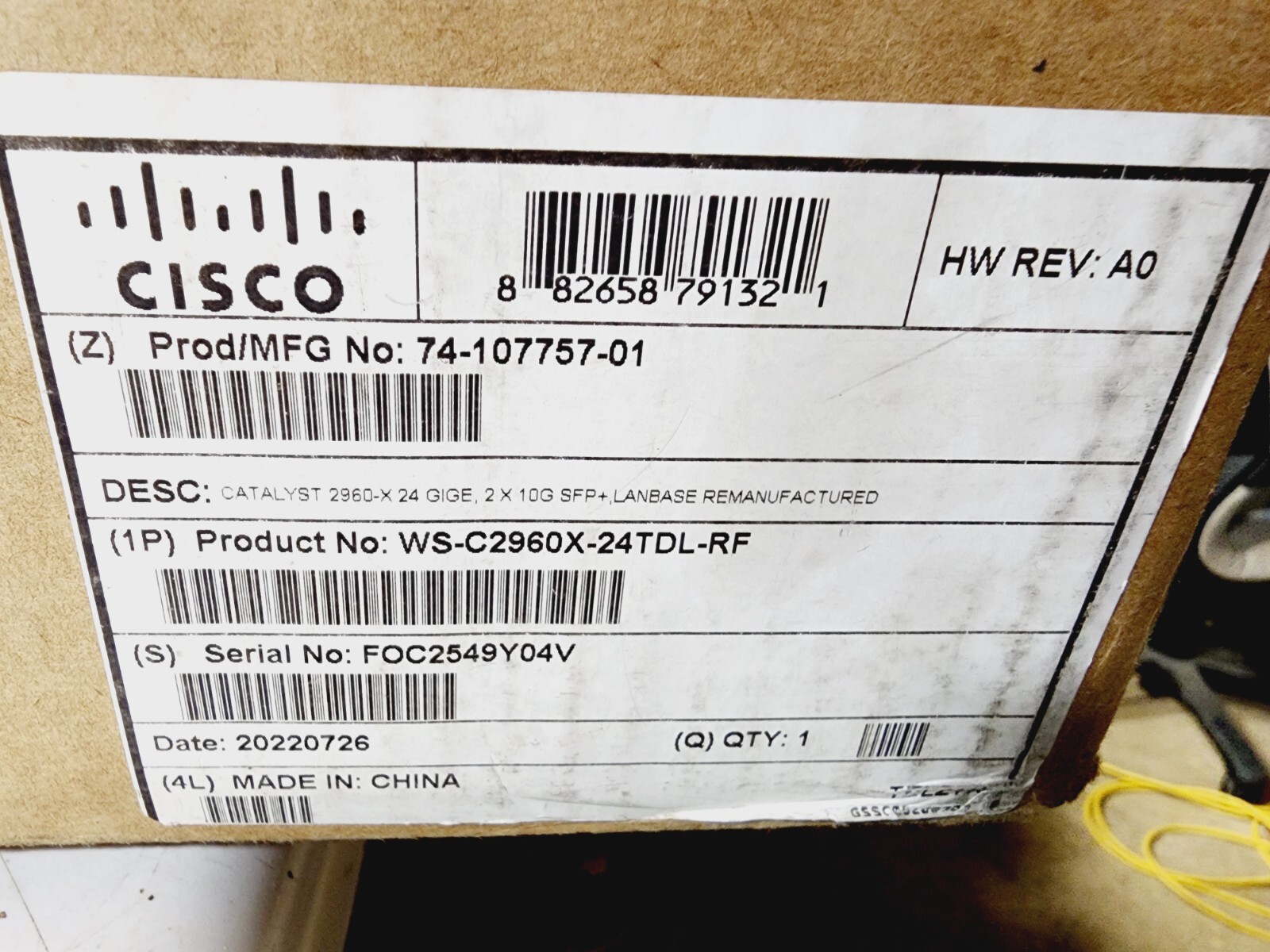 Cisco WS-C2960X-24TD-L Stackable Ethernet Switch 24-Ports Rack Mountable Black