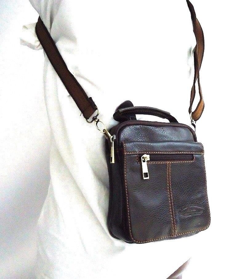 Genuine Natural Leather Shoulder Bag Vintage Shoulder Mini Handbag strap zipper 