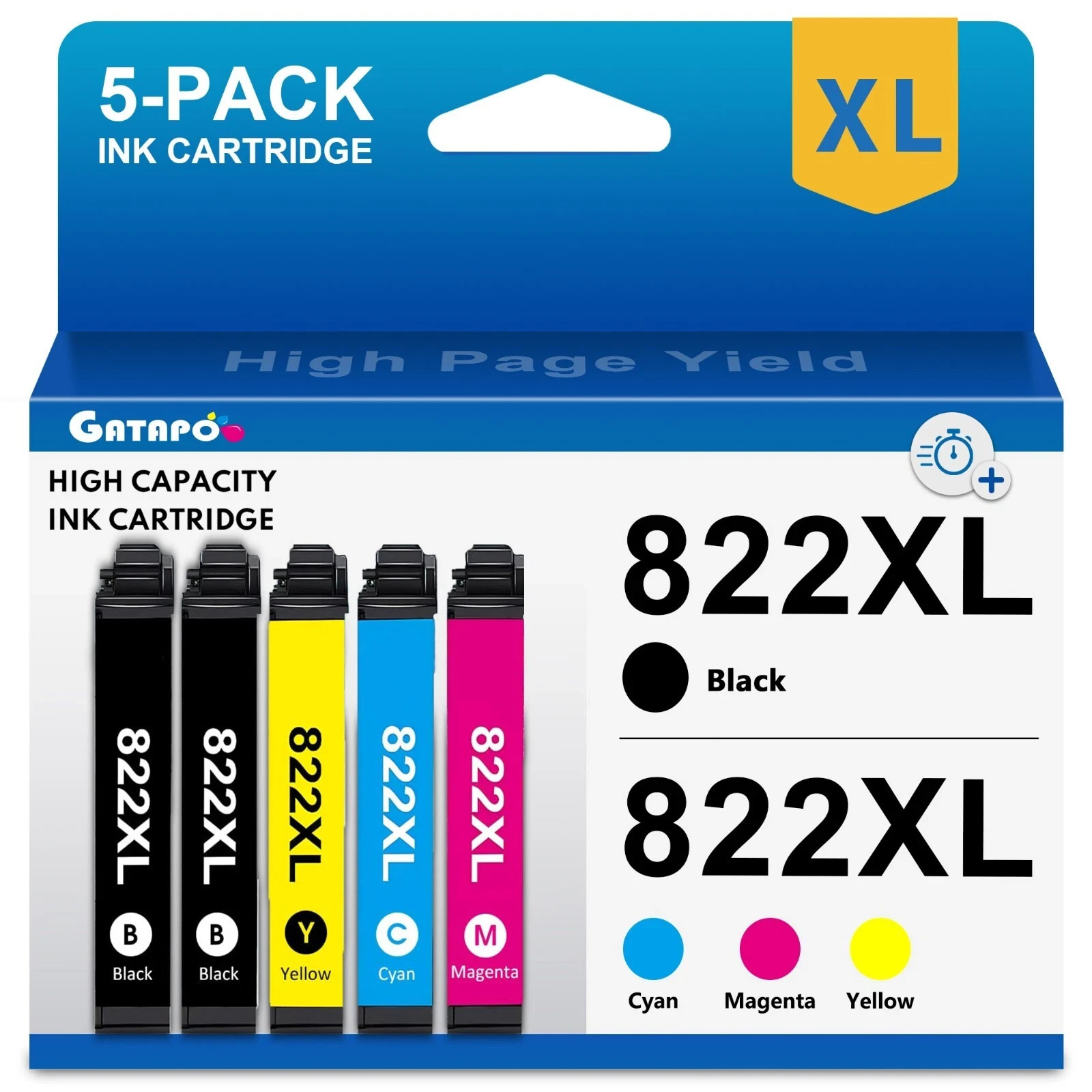822XL-5PK Ink Cartridge for  822 Workforce Pro WF-3820 WF-4830 WF-4833