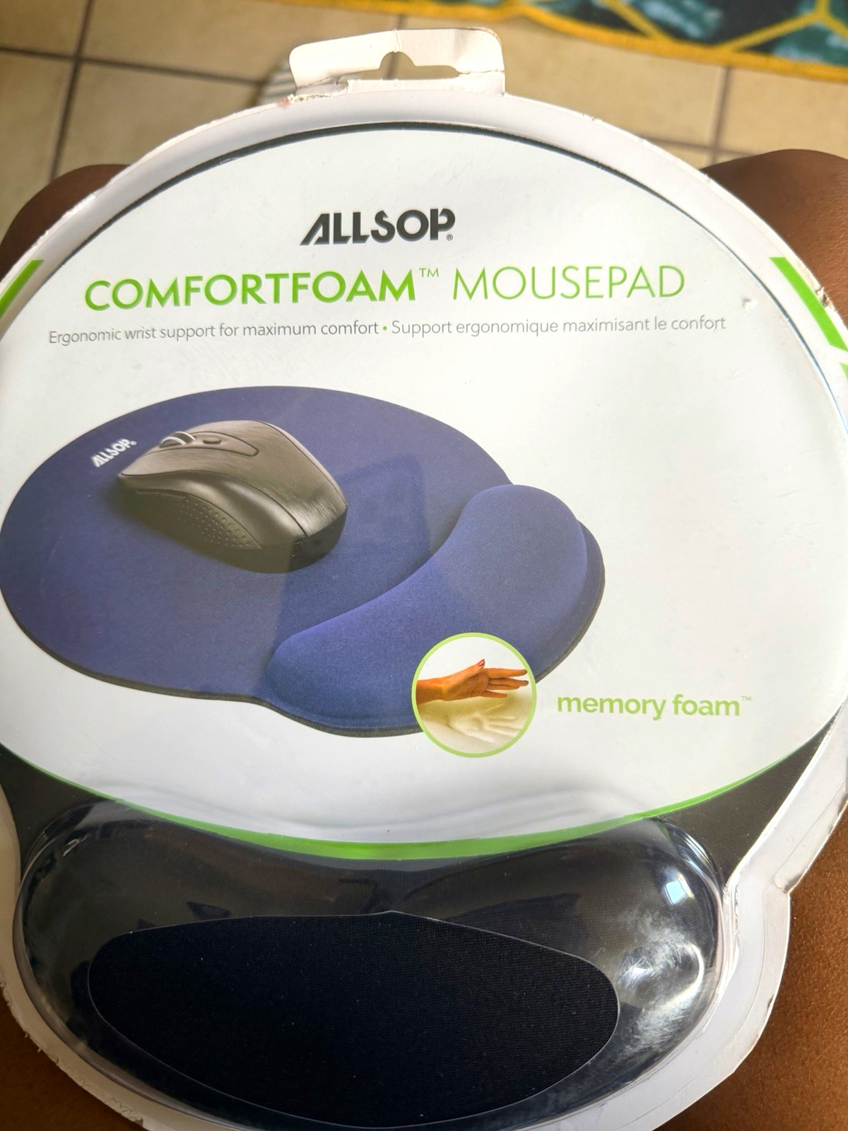 Allsop ComfortFoam Memory Foam Non-Slip Mouse Pad w/ Wrist Rest, Black