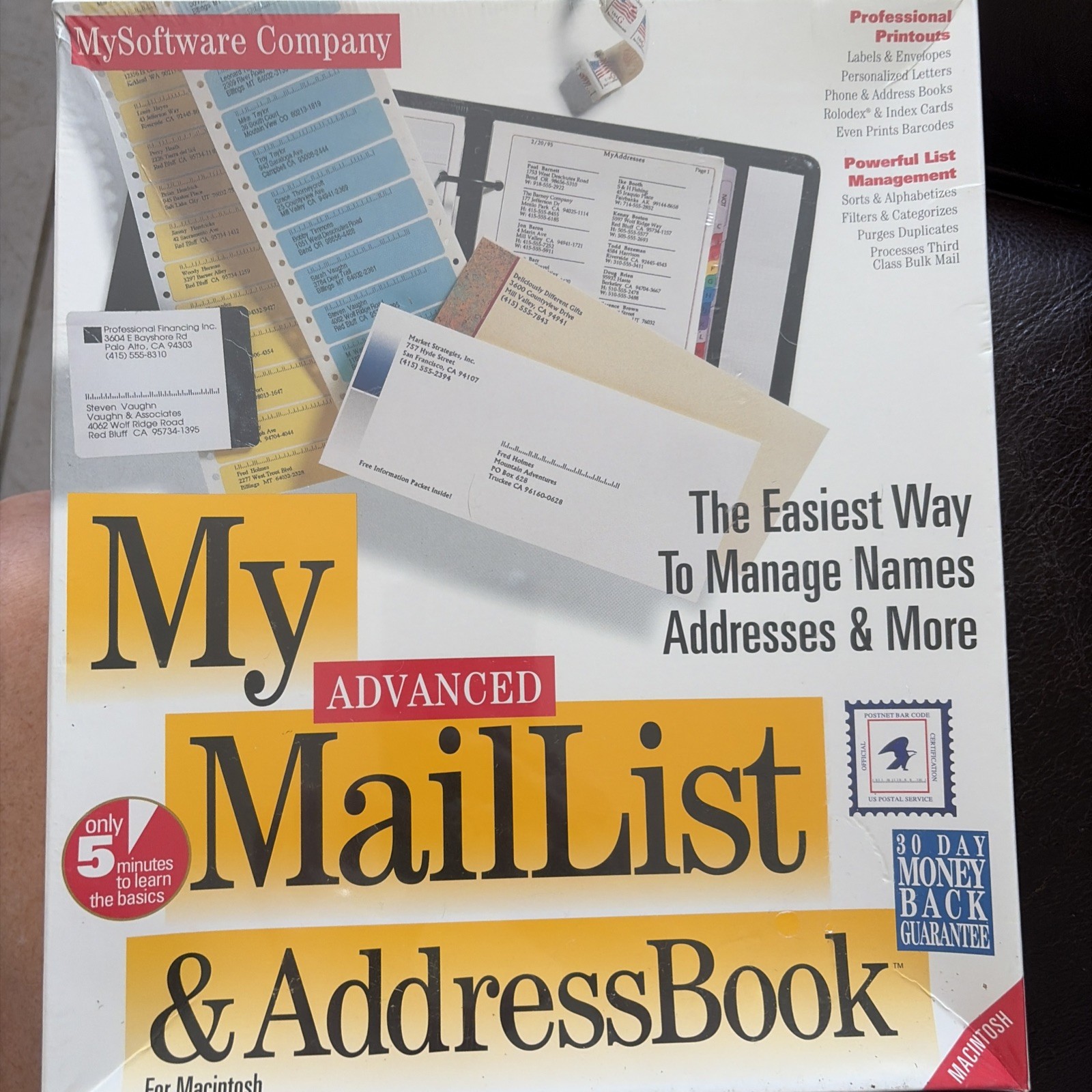 NOS Vtg. Apple Macintosh 1995 My Software CO Mail List Address Book 2127 SEALED