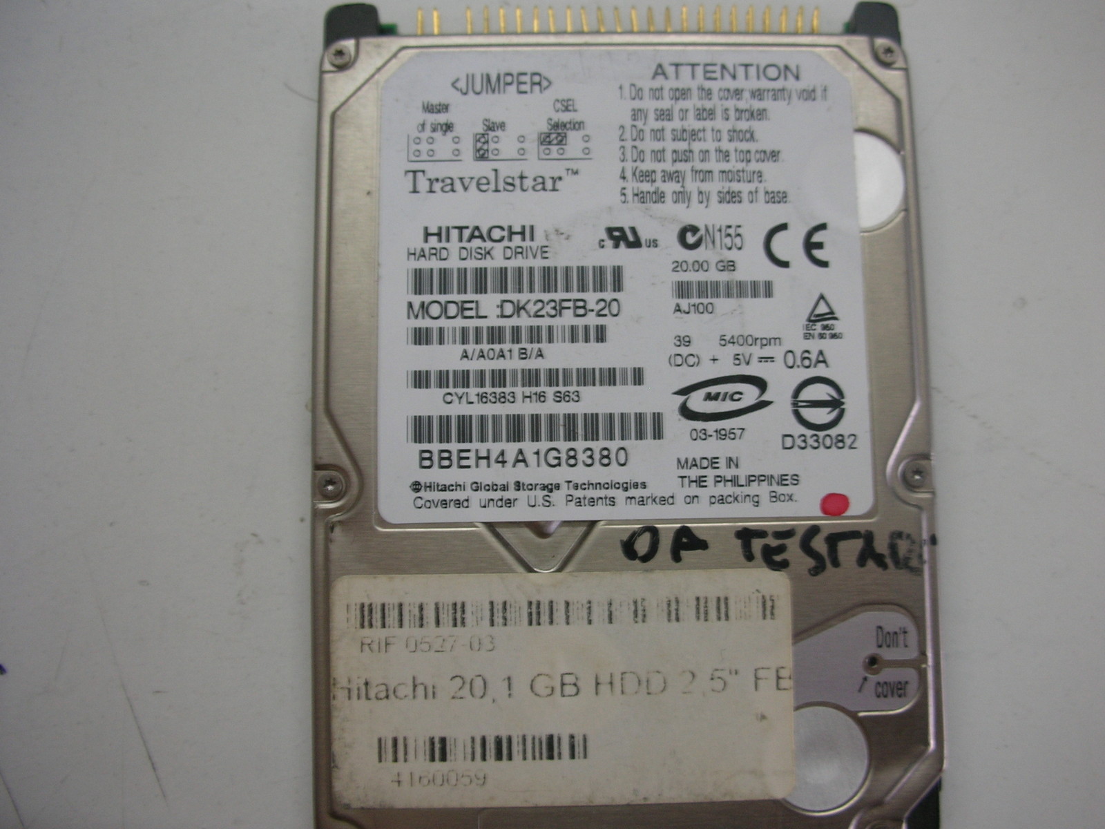 Hitachi Travelstar 20gb DK23FB-20 2.5" Ide